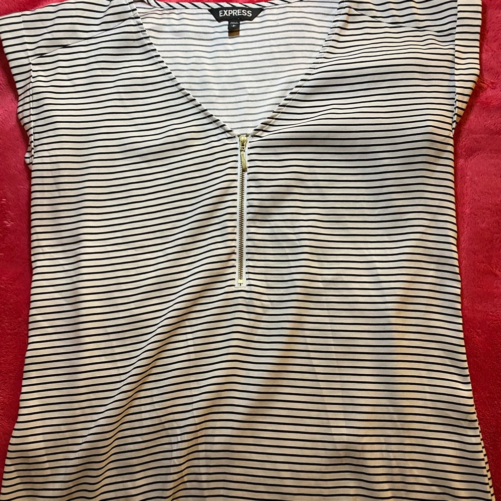 Black and white striped blouse